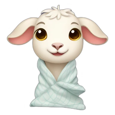 Cute goat under blanket sticker
