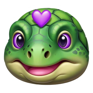 Kissy face turtle holding a Purple Heart sticker