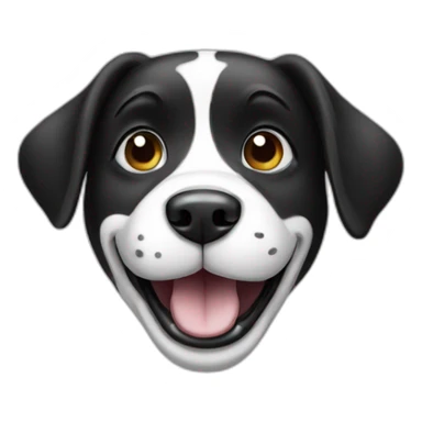 Happy Dog with one hanging ear, black white cute sticker