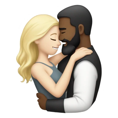 Man, white skin, short black hair, long beard, hugging a white woman with blonde hair  sticker