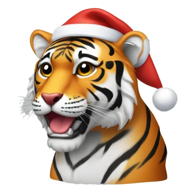 Tiger with Santa hat sticker