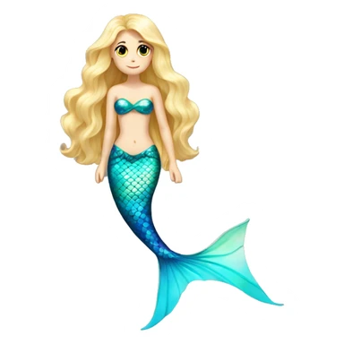 Iridescent mermaid tail full body white girl long hair sticker