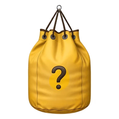 heavy bag printed with overstuffed with yellow question marks sticker