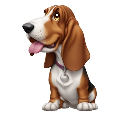 Basset hound with long ears and sticking out tongue sticker
