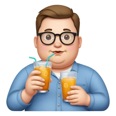 John pork with fat belly and glasses ￼with a lean drink sticker