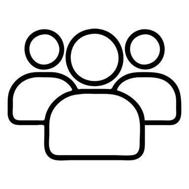user management icon with multiple users, outlined, 24 by 24 px, 1 px stroke sticker