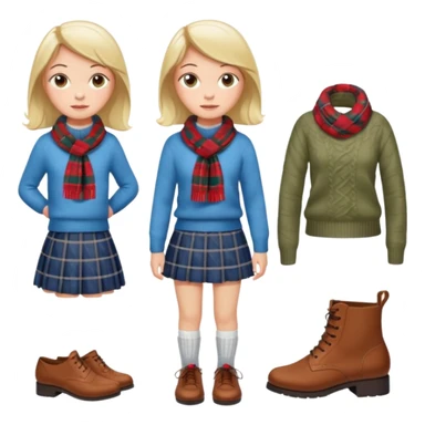 sweater skirt saddle shoes bobby socks scarf sticker