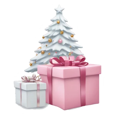 Light pink Christmas gifts under a white Christmas tree  sticker