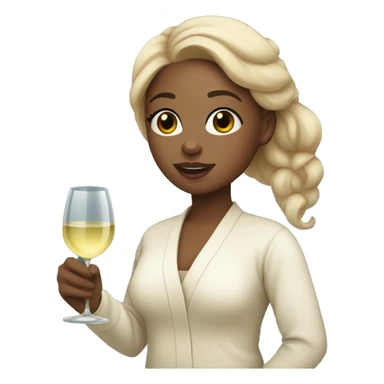 girl with light skin tone in spa holding a bottle of white wine  sticker