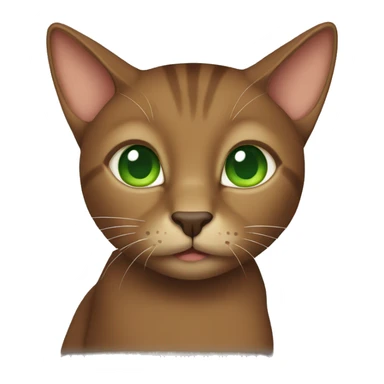 Brown cat with green eyes and pointy ears sticker