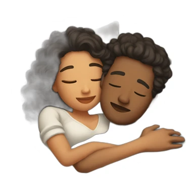 two lovers cuddling while lying down sticker