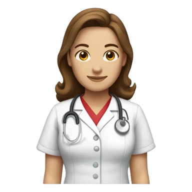 Nurse with brown hair and red scrubs sticker