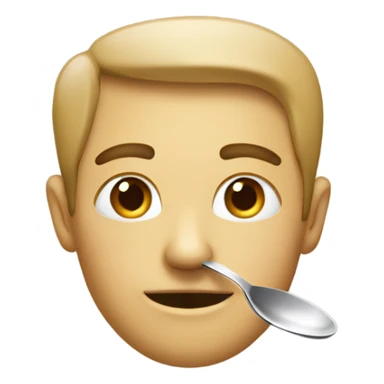 A normal pan without a face with a spoon seen from the side sticker