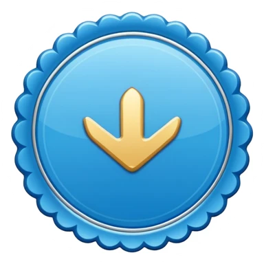 A blue scalloped circle with a verified thing sticker