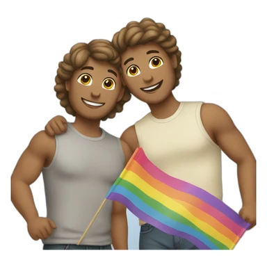 Gay couple with rainbow flag sticker