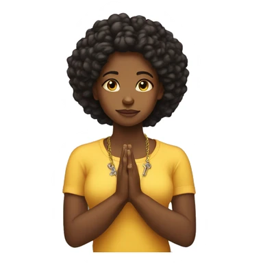 Young Black woman praying with cross necklace in hands sticker