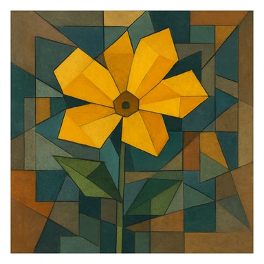 yellow flower in cubist abstraction style sticker
