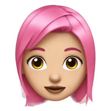 girl with black hair,eyelashes and a pink ribbon sticker