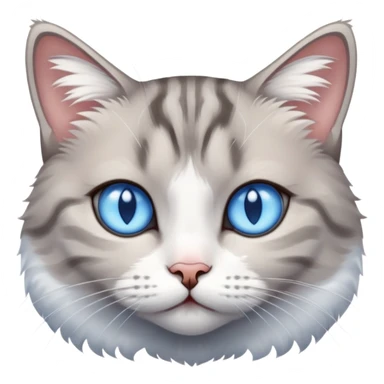 Short hair grey and white tabby cat with blue eyes  sticker