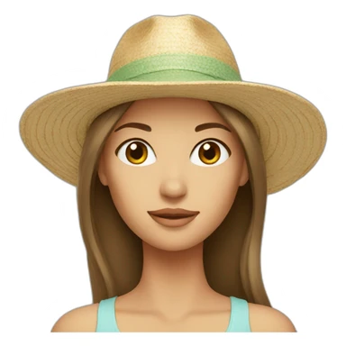 white women with summer hat sticker