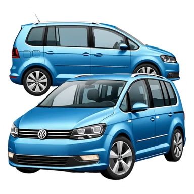 Blue Volkswagen Touran MPV at 3/4 angle sticker