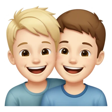 two boys laughing together, simple pose sticker