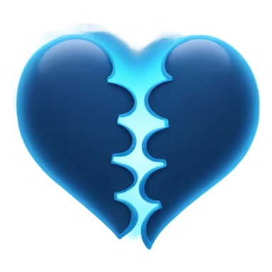 Blue glowing neon 2 halves of the heart sticker