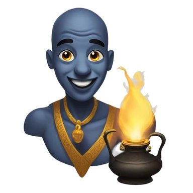 bald black genie out of an oil lamp sticker