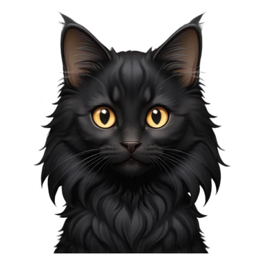 cinematic-black-maine-coon-kitten-portrait-emoji,-head-tilted-playfully-and-inquisitively,-sleek--black-fur,-simplified-yet-adorable-features,-highly-detailed,-glowing-with-a-warm,-friendly-glow  sticker
