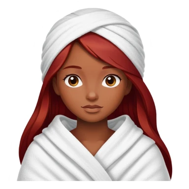 dark long red hair brown skin girl in towel sticker