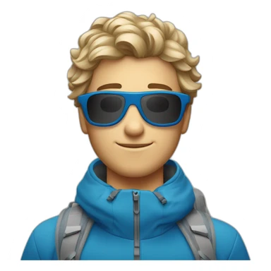 Un jeune homme blanc avec les cheveux bleus et des lunettes de ski sticker