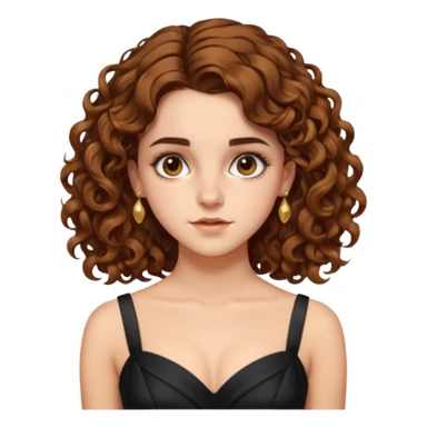 very beautiful italian girl, looking a bit like Emma Watson, with curly and big volume bright brown hair, and a golden piercing rink in nose on left side, dressed in a beautiful sexy dress sticker
