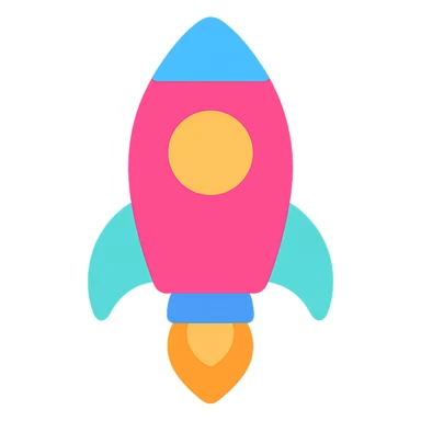 colorful rocket ship icon sticker