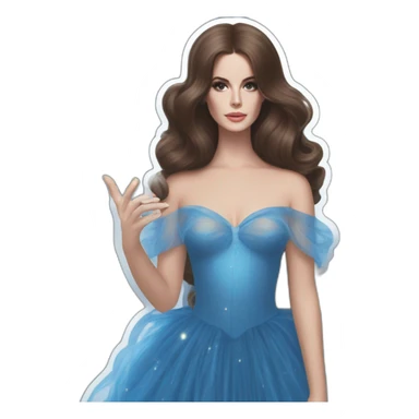 Lana Del Rey casting a spell com um vestido transparente azul cintilante tomara que caia rasgado sticker