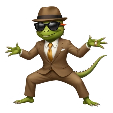 capitalist iguana banker godfather with black sunglasses breakdance startling sticker
