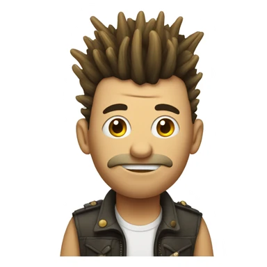 man with mohawk, with a worm sticking out out is head sticker