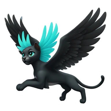 winged black puma with turquoise eyes flying sticker