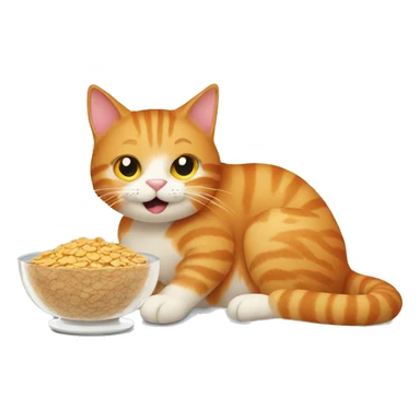 a ginger cat eating a bowl of cereal  sticker
