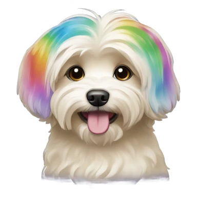 Cream colored havanese with RAINBOW TAIL (NOT RAINBOW EARS) sticker