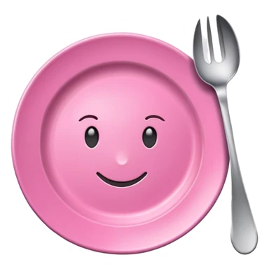 Pink plate, pink fork, pink spoon sticker