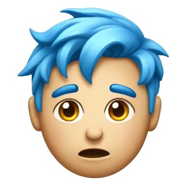 blushing confused emoji shrugging with blue hair sticker