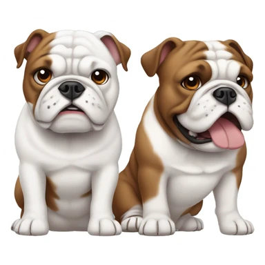 two bulldogs (one white with brown and one brown and white)  sticker