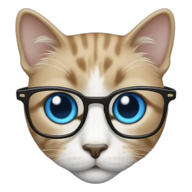 cat with blue eyes and black eyeglasses sticker