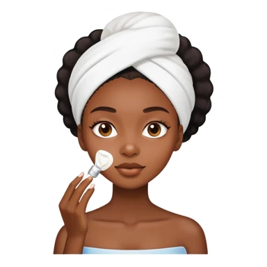 Black girl applying face cream for skincare routine sticker