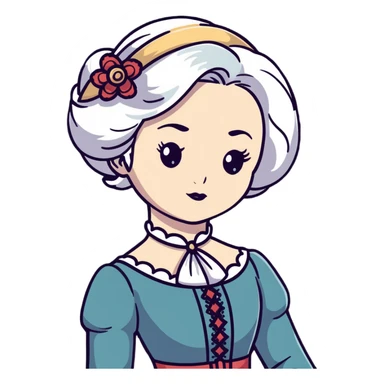 Victorian woman with white hair and starstruck eyes, elegant period dress sticker