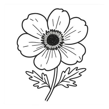 hand drawn anemone flower doodle sticker