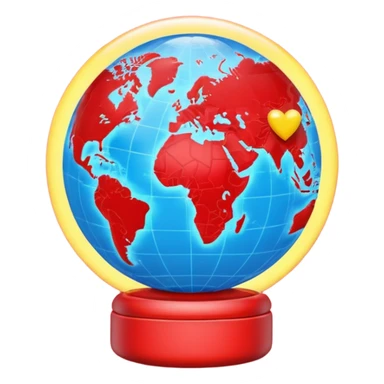 A glowing heart wrapped around a small globe, symbolizing love for travel and the world. Modern emoji design, vivid yet soft colors, clean background. sticker