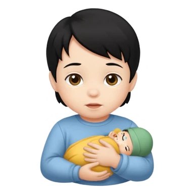 black hair infant sticker