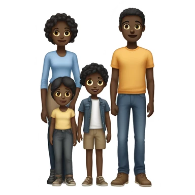 family. 4 Siblings. 3 male. 1 female. The girls are all tall 1 girl is dark skin and the other 3 boys taller and dark skin sticker