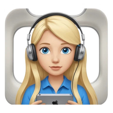 a blonde girl with long hair and blue eyes on a plane sticker